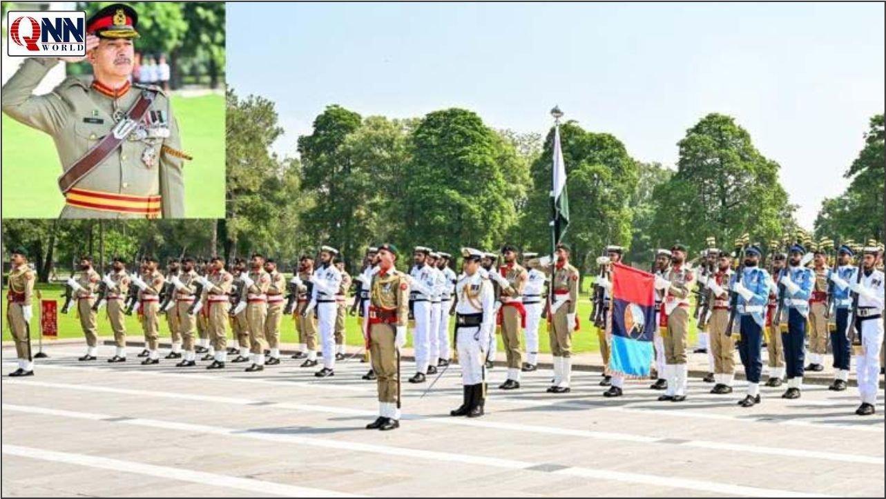 نئے کمانڈر نیشنل سٹریٹجک کمانڈ کو جی ایچ کیو میں گارڈ آف آنر، فیلڈ مارشل عاصم منیر سے ملاقات