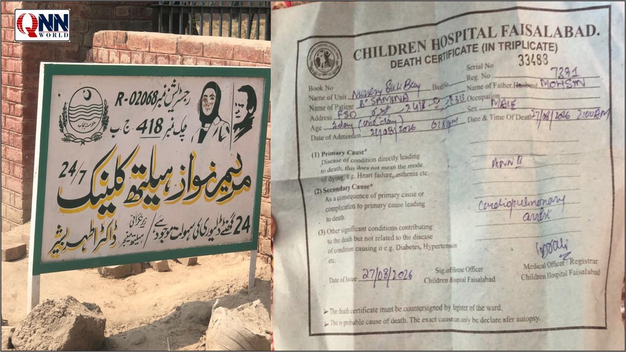 گوجرہ: ہیلتھ کلینک میں نومولود کی ہلاکت، متاثرہ شہری کی درخواست پر کارروائی شروع