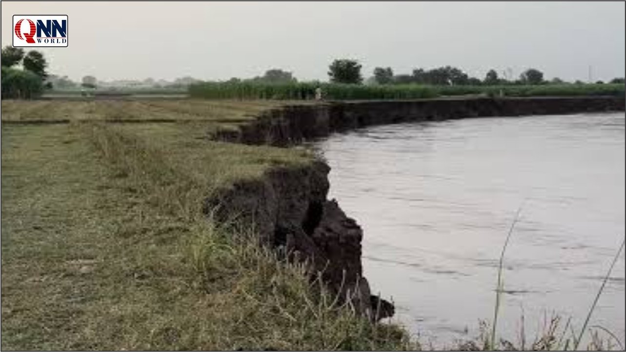 ٹھٹہ چاکرکا کے مقام پر دریائی کٹاؤ تیز، فصلیں اور زرعی زمینیں دریا برد ہونے کا خدشہ